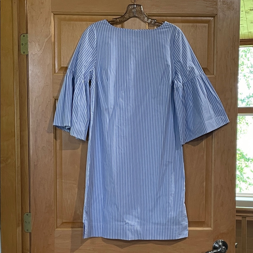 Chaps Light Blue Striped Long Sleeve Dress
